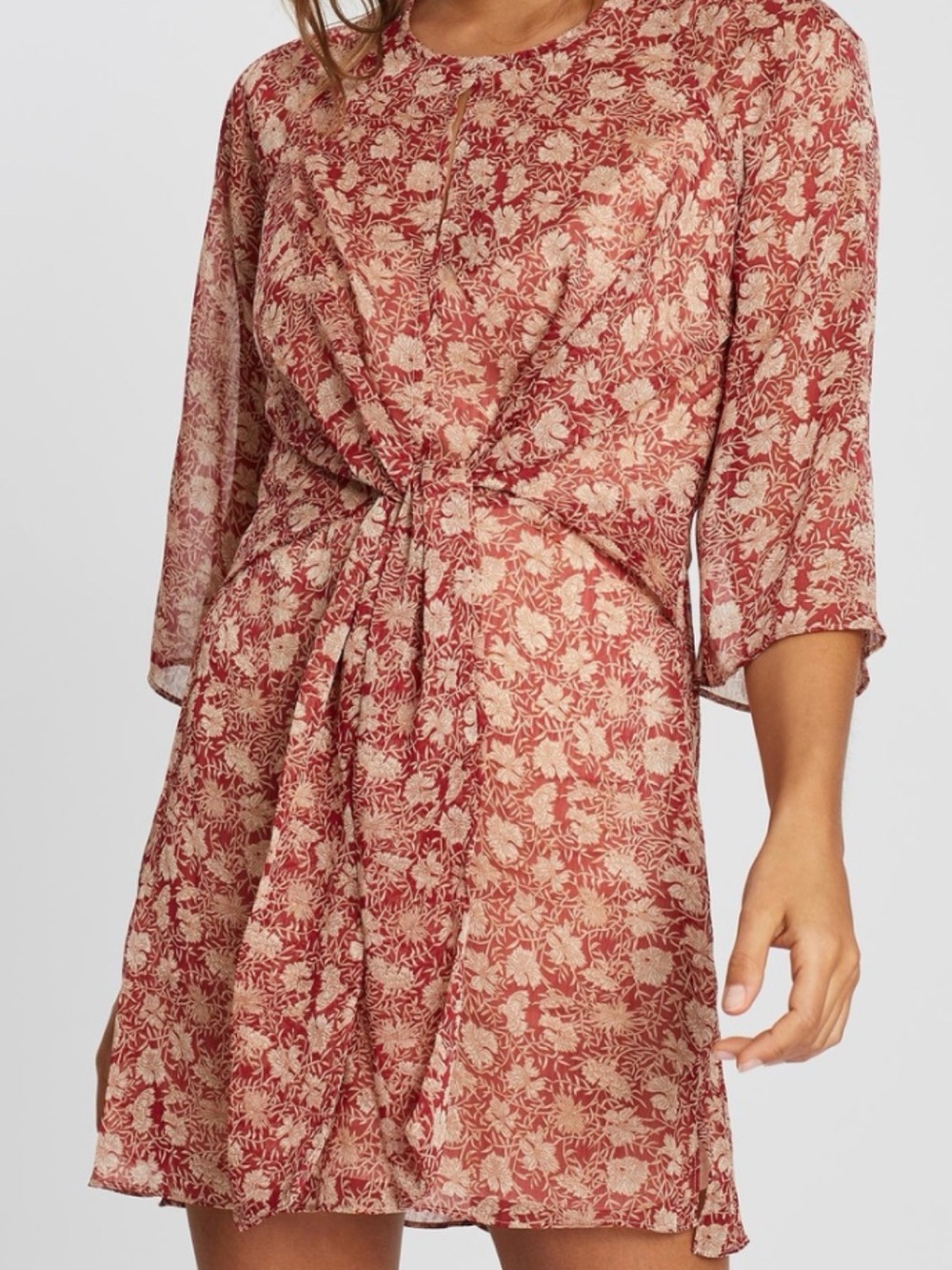 Winona Red Floral Belted Mini Dress